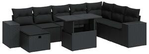 VidaXL Polyrattan Kerti Ülőgarnitúra - 9 részes - Fekete