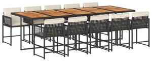 VidaXL - 11 Fős Kerti Étkezőgarnitúra - Polyrattan - Fekete