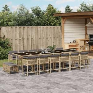 VidaXL Polyrattan Kerti Étkezőgarnitúra - 17 részes - Bézs