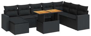 VidaXL Polyrattan Kerti Ülőgarnitúra - 9 részes - Fekete