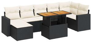 VidaXL Polyrattan Kerti Ülőgarnitúra - 8 részes - Fekete