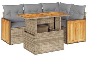 VidaXL - 5 részes Kerti Ülőgarnitúra - Polyrattan - Bézs