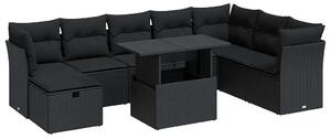 VidaXL Polyrattan Kerti Ülőgarnitúra - 9 részes - Fekete
