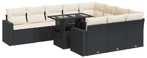 VidaXL Polyrattan Kerti Ülőgarnitúra - 11 részes - Fekete