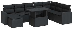 VidaXL Polyrattan Kerti Ülőgarnitúra - 9 részes - Fekete