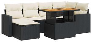 VidaXL Polyrattan Kerti Ülőgarnitúra - 7 részes - Fekete