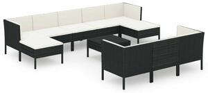 VidaXL Polyrattan Kerti Ülőgarnitúra - 8 részes - Fekete