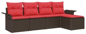Kerti Kanapé Szett tárolóval 5 pcs Barna polirattan