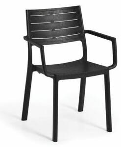Metaline műanyag kartámaszos kerti szék, öntöttvas fekete