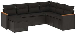 VidaXL Polyrattan Kerti Ülőgarnitúra - 7 részes - Fekete