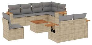 VidaXL Polyrattan Kerti Ülőgarnitúra - 9 részes - Bézs
