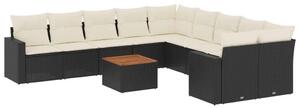 VidaXL Polyrattan Kerti Ülőgarnitúra - 11 részes - Fekete