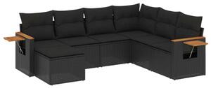 VidaXL Polyrattan Kerti Ülőgarnitúra - 7 részes - Fekete