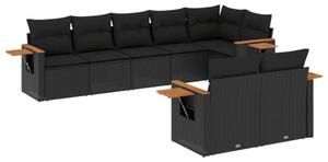 VidaXL Polyrattan Kerti Ülőgarnitúra - 8 részes - Fekete