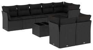 VidaXL Polyrattan Kerti Ülőgarnitúra - 9 részes - Fekete