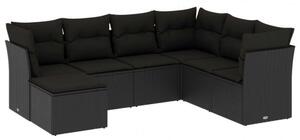 VidaXL Polyrattan Kerti Ülőgarnitúra - 7 részes - Fekete