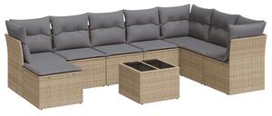 VidaXL Polyrattan Kerti Ülőgarnitúra - 9 részes - Bézs