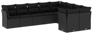 VidaXL Polyrattan Kerti Ülőgarnitúra - 9 részes - Fekete