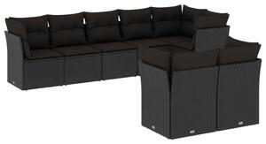 VidaXL Polyrattan Kerti Ülőgarnitúra - Fekete - 8 részes