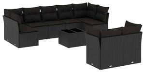 VidaXL Polyrattan Kerti Ülőgarnitúra - 10 részes - Fekete
