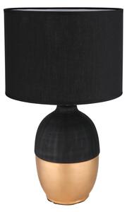 VALENTINO asztali lámpa, arany színű kerámia, fekete textil ernyő, 1xE14 - Globo-21627B