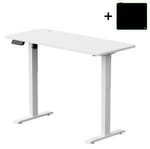 Bevezető ár! Elektromosan állítható magasságú íróasztal ülő-/állómunkához ajándék RGB egérpad 140cm fehér Levano