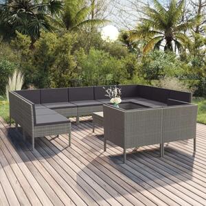 VidaXL Polyrattan Kerti Ülőgarnitúra - 12 részes - Szürke