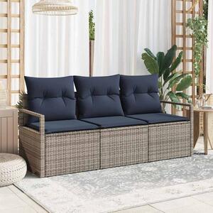 Kanapé Szett 3 pcs Szürke polirattan