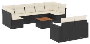 VidaXL Polyrattan Kerti Ülőgarnitúra - 10 részes - Fekete