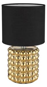 VALENTINO asztali lámpa, arany színű kerámia, fekete textil ernyő, 1xE14 - Globo-21626