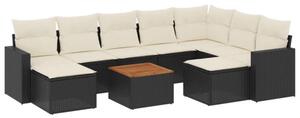 VidaXL Polyrattan Kerti Ülőgarnitúra - 10 részes - Fekete