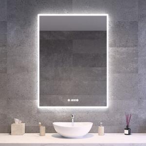 Álló fürdőszobai LED tükör 75x100cm | Páramentesítő funkció - Óra - Fényerő és színhőmérséklet szabályozás | Welland Luxury-Line G772