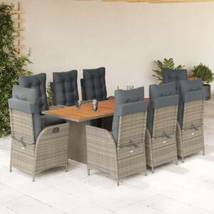 VidaXL Polyrattan Kerti Étkezőgarnitúra - 9 részes - Szürke