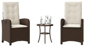 3 részes barna polyrattan bisztrógarnitúra párnákkal