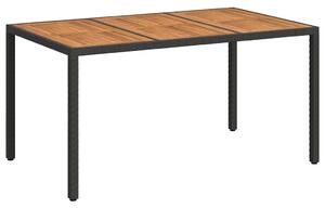 VidaXL Kerti Asztal Fekete 150 x 90 x 75 cm polirattan