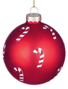 HANG ON üveg karácsonyfadísz, Candy Cane piros 8cm
