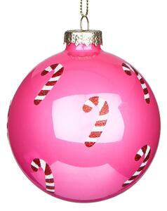 HANG ON üveg karácsonyfadísz, pink Candy Cane Ø8cm