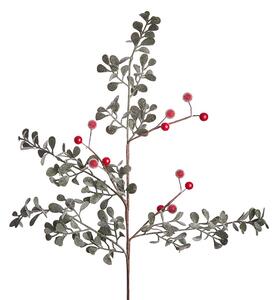 FLORISTA csillámos piros bogyós ág 53cm