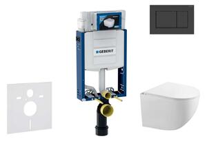 Geberit Kombifix - Falsík alatti szerelési rendszer, Gaia WC és softclose ülőke, Sigma30 gomb, matt fekete/fekete színben SANI15CA5105