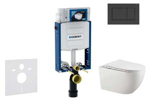 Geberit Kombifix - Falsík alatti szerelési rendszer, Gaia WC és softclose ülőke, Sigma30 gomb, matt fekete/fekete színben SANI15CA5106