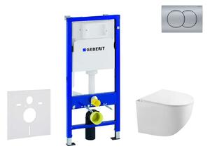 Geberit Duofix - Falsík alatti szerelési rendszer, Gaia WC és softclose ülőke, Delta01 gomb, matt króm SANI11CA1131