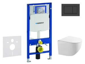 Geberit Duofix - Falsík alatti szerelési rendszer, Gaia WC és softclose ülőke, Sigma30 gomb, matt fekete/fekete színben SANI11CA5105