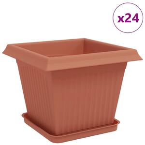 VidaXL Növénycserép 24 pcs Tégla Vörös 33 x 33 x 26 cm Műanyag