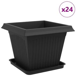 VidaXL Növénycserép 24 pcs Fekete 43 x 43 x 33,5 cm Műanyag