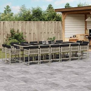 17 részes szürke polyrattan kerti étkezőgarnitúra párnákkal