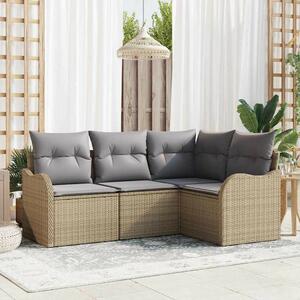 Kerti Kanapé Szett tárolóval 4 pcs Bézs polirattan
