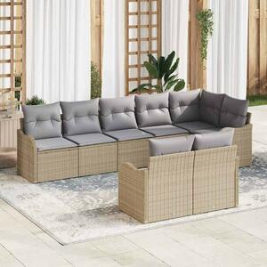 Kerti Kanapé Szett 8 pcs Beige és Világosszürke polirattan