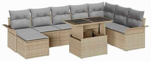 Kerti Kanapé Szett párnával 9 pcs Beige és Világosszürke