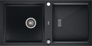 SLIDE 200 gránit mosogató automata dugóemelő, szifonnal, fekete-szemcsés fényes, beépíthető