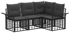 Kültéri kanapé szett 4 pcs Fekete és Sötétszürke Poliészter